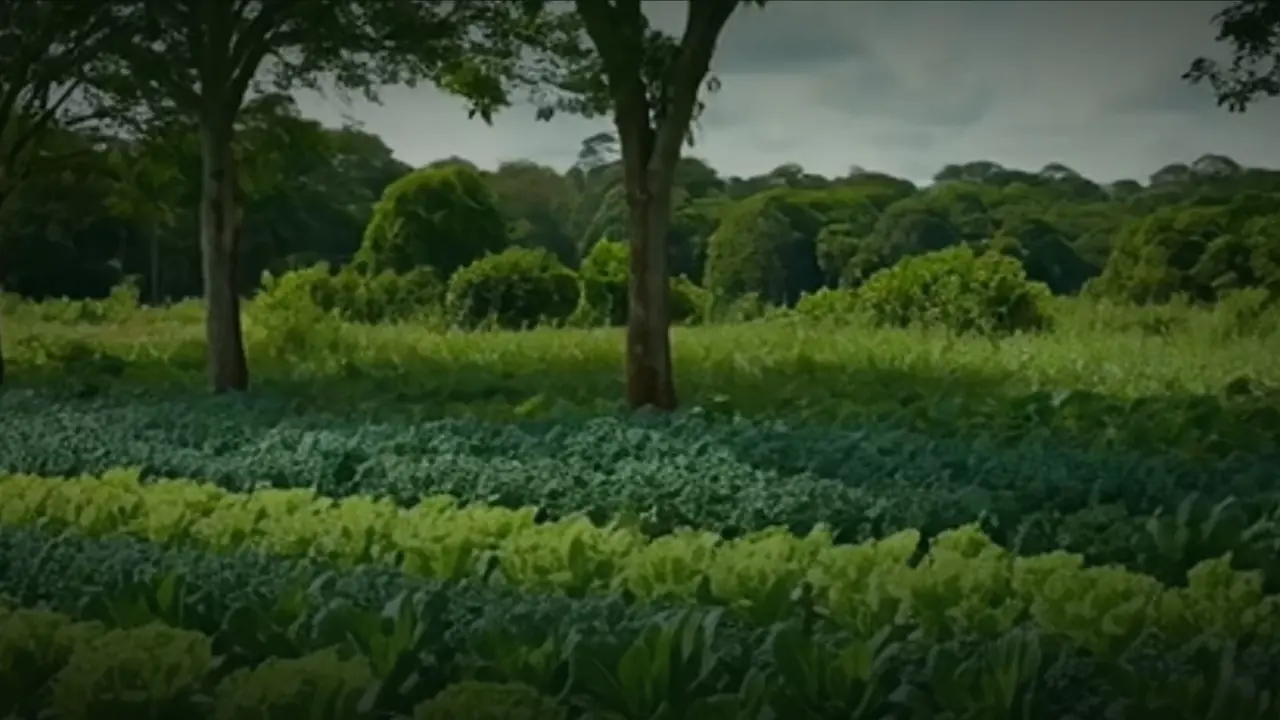 Área agroflorestal produzindo comida