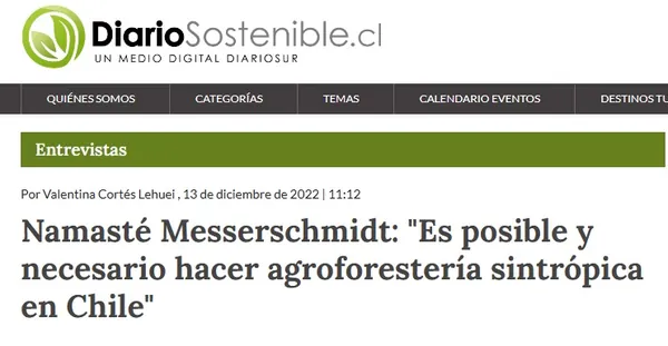 Entrevista no Diario Sostenible, do Chile